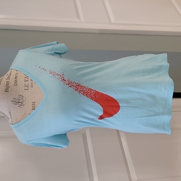 Nike Blue Slim Fit V-Neck Short Sleeve T-Shirt - Size Large - Picture 3 of 5